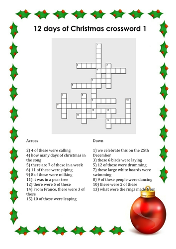 Christmas Crosswords | Teaching Resources