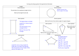 Writing And Solving Equations Using Geometry By Alicecreswick