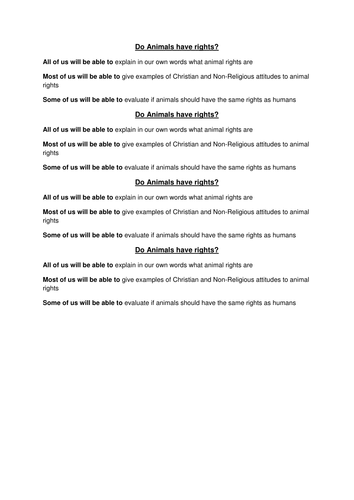 Animal Rights - Lesson 2 - Do animals have rights? | Teaching Resources