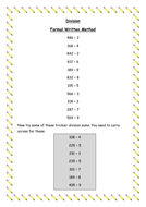 division bus stop method teaching resources