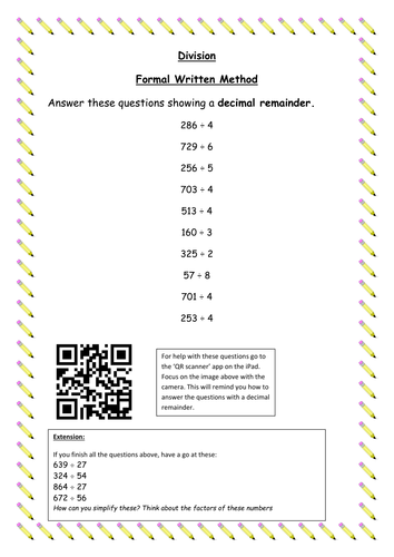 division bus stop method teaching resources