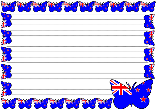 Flag of New Zealand Lined paper and Pageborders