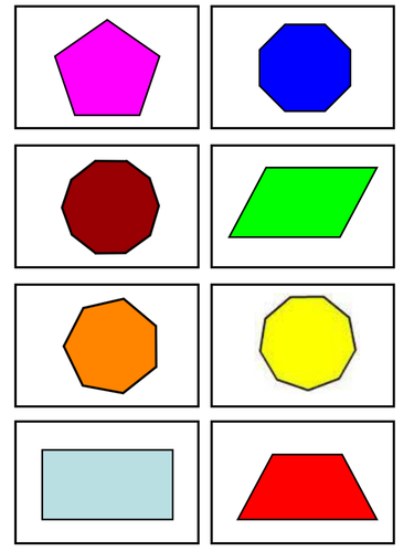 2d shapes matching exercise or pairs game teaching resources