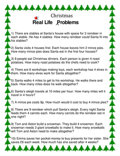 Christmas Multiplication Word Problems | Teaching Resources