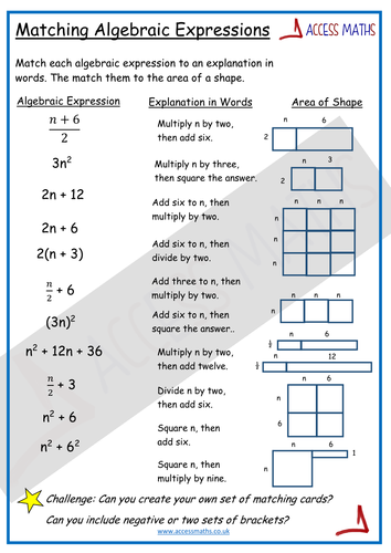 matching-algebraic-expressions-teaching-resources