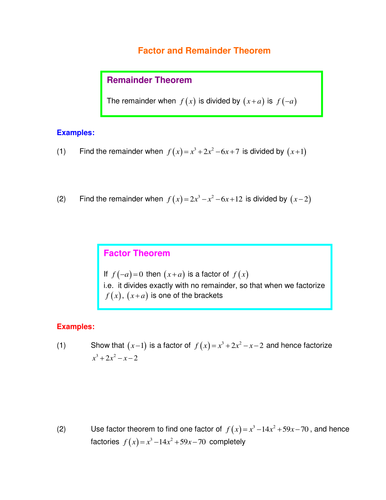 How to Use Factor Theorem, Algebra