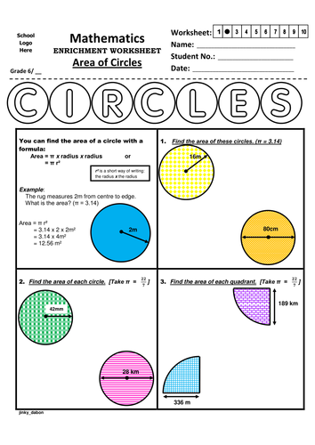 the area of a circle common core geometry homework