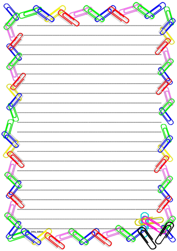 Paperclips Themed Lined Paper and Pageborders | Teaching Resources