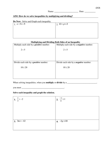 Solving Inequalities | Teaching Resources