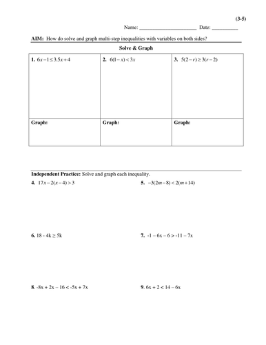 Solving Inequalities | Teaching Resources