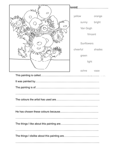 Image result for van gogh worksheet