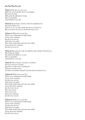 Bruno Mars Just The Way You Are Letra