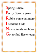 Spring acrostic poem | Teaching Resources