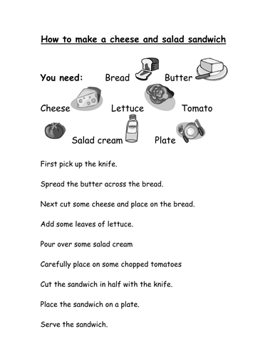 Instructions How To Make A Jam Sandwich Teaching Resources