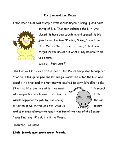 Popular fable story handouts | Teaching Resources