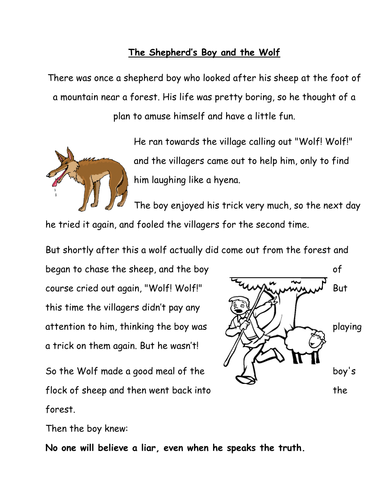 Popular fable story handouts | Teaching Resources
