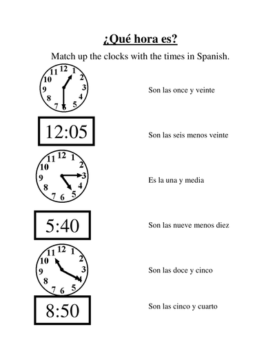 matching-times-in-spanish-with-clocks-teaching-resources