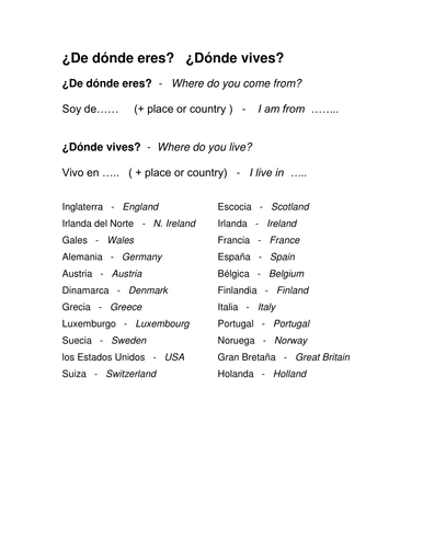 ¿De dónde eres? + Las nacionalidades | Teaching Resources