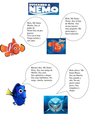Finding Nemo Handout (Spanish) | Teaching Resources