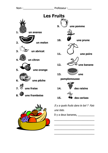 Les Fruits (Describing Fruit in French) | Teaching Resources