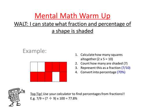 Fraction and Percentage of Shaded Shape | Teaching Resources