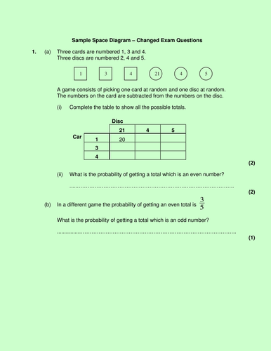 sample space probability homework 2