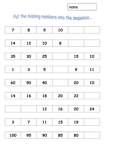 NUMBER SEQUENCES and patterning | Teaching Resources