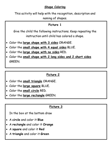 Shape Coloring | Teaching Resources