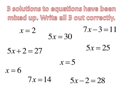 Mixed up equations | Teaching Resources