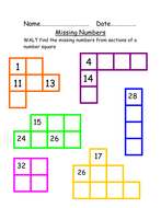 missing numbers from hundreds chart teaching resources