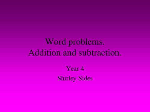 Add and subtract word problems. | Teaching Resources