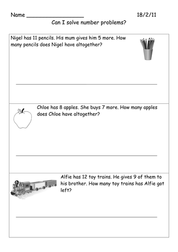 Problem Solving Worksheets (+;-;x;/) | Teaching Resources