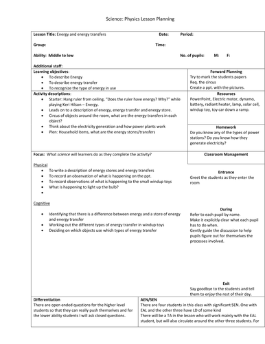 Introduction to Energy and energy transfer | Teaching Resources