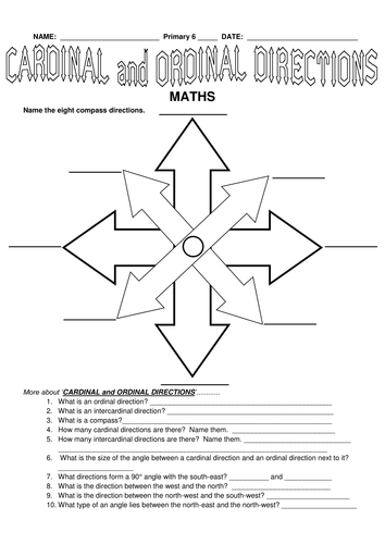 3rd to 5th Grade Cardinal and Ordinal Directions by jinkydabon - US