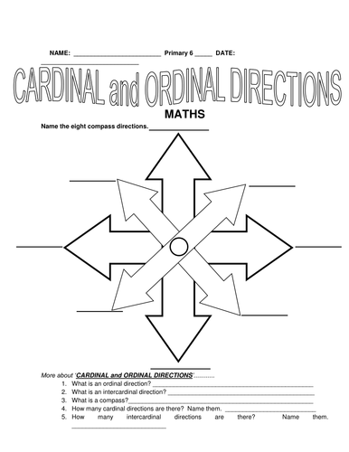 3rd to 5th Grade Cardinal and Ordinal Directions by jinkydabon - US