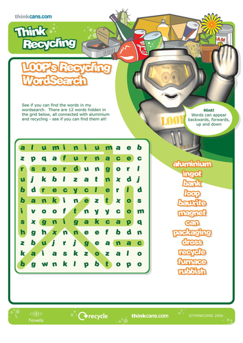 recycling wordsearch teaching resources