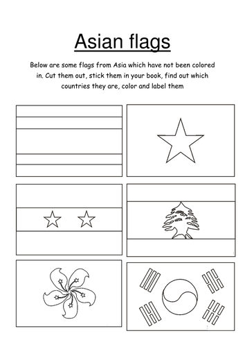 Color in and research the flags of Asia | Teaching Resources