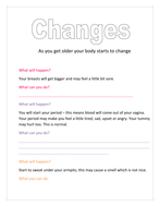 Simple puberty worksheets for girls | Teaching Resources