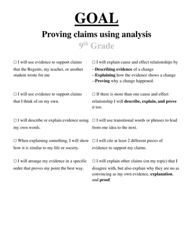 Goals for 9th Graders | Teaching Resources