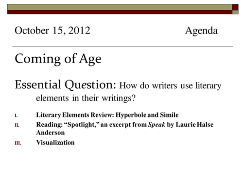 Grade 9 English Lesson Plans: SpringBoard IV (Coming of Age) Part I ...
