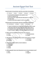 Ancient Egypt Unit Assessment & Answer Key | Teaching Resources