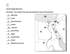 Ancient Egypt Map Worksheet Answers Ancient Egypt Map Quiz and Answers | Teaching Resources