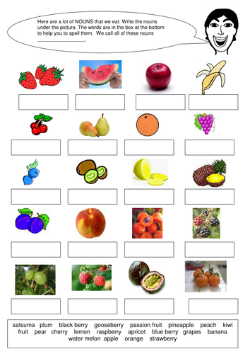 Nouns Fruit types | Teaching Resources