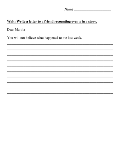 Letter writing frame | Teaching Resources