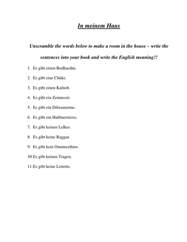 In meinem Haus | Teaching Resources