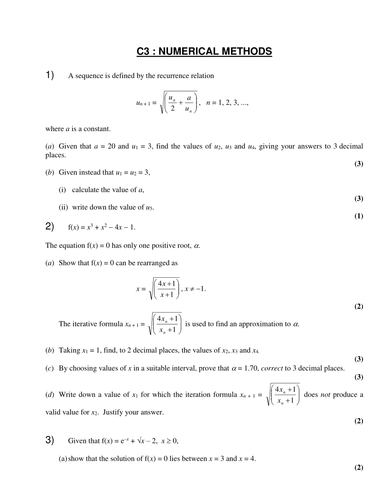 Numerical Methods Sample Questions