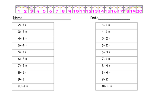 Differentiated Addition And Subtraction Handouts Teaching Resources