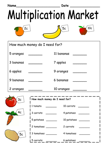 multiplication word problems using x2 to x5 x10