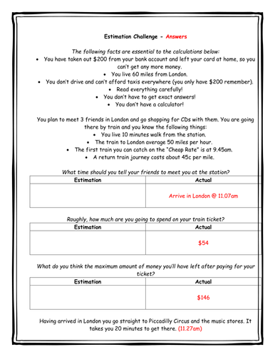 Estimation Challenge | Teaching Resources