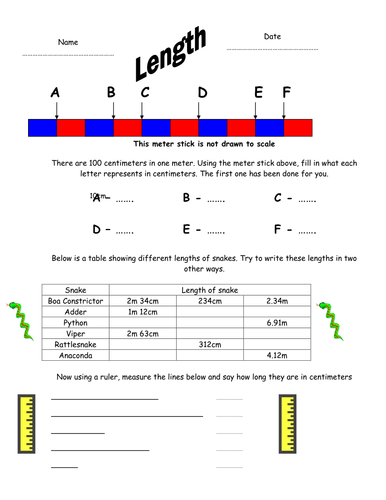 Length handouts | Teaching Resources
